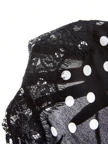 LYSMO 2026 New Arrive Minimalism Spring/Summer Women's Fashion Polka Dot Print Lace Patchwork Spaghetti Strap Dress,Polka Dot Lace Design, High Side Slit Design, Suitable For Layering Or Wearing Alone, Vintage And Glamorous. - Black and White - View 8