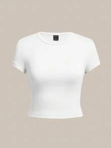 SHEIN EZwear 4件套休闲圆领短袖修身女式T恤，适合夏季穿着 - 彩色 - 查看 7