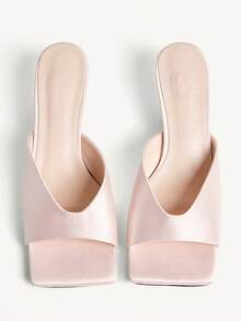 CUCCOO CHICEST Open Toe Heeled Mules Back To School Shoes College Student Shoes Spring Shoes Spring Break Easter For Christmas Valentine's Day Elegant Shoes - Baby Pink - View 9