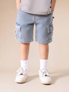 SUMWON 男童牛仔短裤 - 淺色水洗藍 - 查看 4