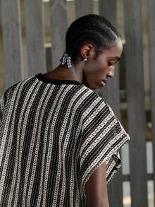 NEON BLANC Men's Casual Loose T-Shirt Vest, Plain Black & White, Summer - Black and White - View 4