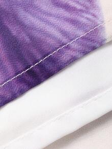 DAZY 女士优雅印花圆领无袖中长连衣裙，夏季 - 紫色 - 查看 7