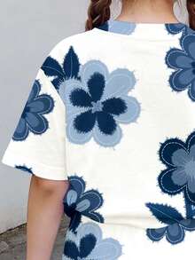 Bộ 2 món đồ mặc nhà phong cách retro in hoa dành cho bé gái tuổi teen, gồm áo thun ngắn tay và quần short, thích hợp cho mùa hè. - Nhiều màu - Xem 3