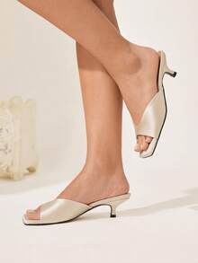 CUCCOO CHICEST Zapatos de tacón abiertos tipo mule, zapatos de vuelta al colegio, zapatos de estudiante universitario, zapatos de primavera, zapatos de vacaciones de primavera, zapatos de Pascua, zapatos de Navidad - Oro claro - Ver 6