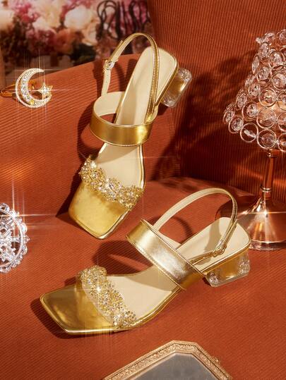 CUCCOO TILAWA 女士华丽水钻方跟高跟凉鞋