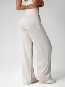 Dewbera Women's Solid Color Drawstring Waist Straight Leg Loose Fit Casual Sweatpants - Creamy White - View 3
