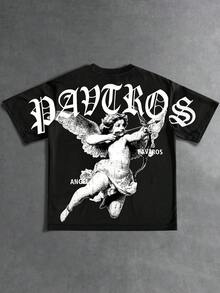 PAVTROS Men's Minimalist Printed Round Neck Short Sleeve T-Shirt - Black - View 7