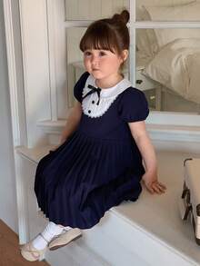 DAZY Toddler Girls' Pleated Knit Dress, Formal Outfit - Blue - View 1