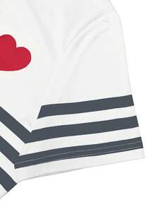 Resyla Standard Fit Heart Striped Digital Print T-Shirt - Multicolor - View 3