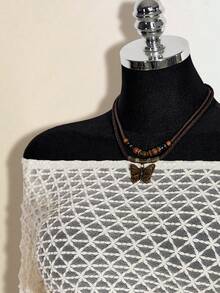 SHEIN ICON Women's Off-Shoulder Long Sleeve Lace Sheer Sexy Blouse - Beige - View 4