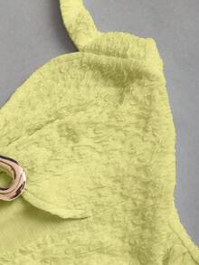 Sweetra 法式甜心露背系带提花纹理镂空金属装饰褶皱修身女式背心 - 綠色 - 查看 4