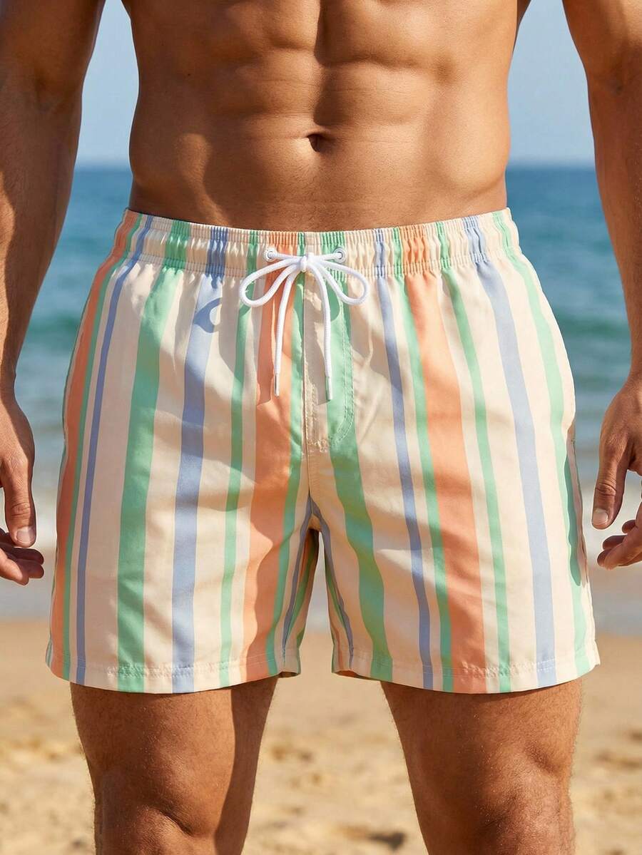 Traje de Baño para Hombre de Secado Rápido - Cómodo y Fresco para Playa, Piscina y Verano - RAYADO - Ver 1