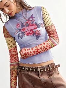 Bohemela Áo dài tay xuyên thấu họa tiết hoa gợi cảm, thời trang dành cho nữ - Nhiều màu - Xem 8