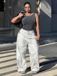 GalTyme 大码女式复古酸洗效果针织连体衣，圆领，无袖，腰部褶饰，修身，夏季 - 黑色 - 查看 7