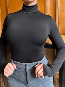 Bethéva 高領合身緊身衣 - 黑色 - 查看 3