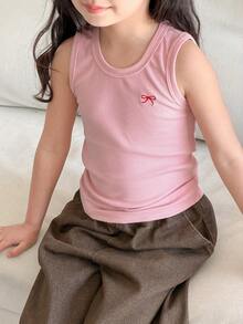 Dazy Kids 女童圆领修身蝴蝶结刺绣三色背心 夏季 - 彩色 - 查看 13