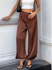 Pariaura 女士休闲宽松灯笼裤，舒适百搭，适合居家、办公室、通勤等各种场合。 - 棕色 - 查看 3
