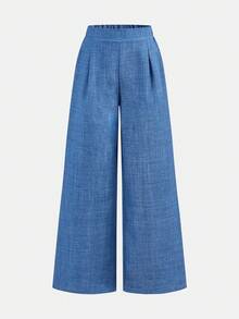 SHEIN 2pcs/Set Tween Girls Denim Shirt Vest + Loose Pants Casual Outfit, Fashionable, Versatile, Suitable For Party, Outing, Photoshoot With Sisters, Park, Camping, Vacation, Daily Casual Wear - Blue - View 5