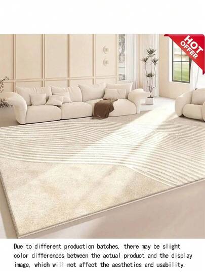 A Large Area Rug In A Modern Minimalist Style, Featuring White Crystal Plush Material With Enhanced Thickness And Higher Density. Adorned With Personalized Geometric Patterns, This Luxurious Rug Can Perfectly Complement Various Home Decor Styles.