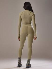 Musera Sport 运动短款 BBL 夹克和交叉前开衩紧身裤套装 Co-Ord Active Gym Workout Casual Sonder - 芥末黃 - 查看 3