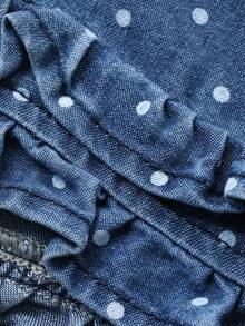 DAZY Tween Girls' Polka Dot Print Denim Shorts, Fall - Blue - View 6