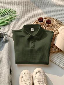 1 Piece Young Boy Casual Sports College Art Retro Textured Fabric Short-Sleeved Polo Shirt Suitable Back To School Suitable For Birthday Parties, Evening Parties, Performances, Weddings, Baptisms, Opening Ceremonies Suitable For Middle Eastern Suitable For Daily Use Suitable For School Suitable For Travel Suitable For Sports Suitable For Spring And Summer Seasons - Army Green - View 6