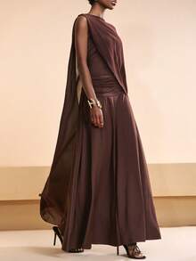 Zivah 2026 Vacation Casual Distinctive Shawl Elegant Top + Skirt Set - Brown - View 3