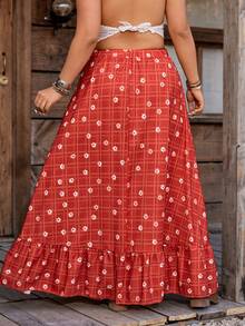 Breezaya Jupe vintage à imprimé et à franges en tissu texturé pour femmes grandes tailles, printemps/été. Blouse élégante en jacquard pour femmes. Convient pour les rassemblements du Nouvel An, les remises de diplômes, la Saint-Valentin, les festivals de musique, la Fête des Mères, Halloween, Thanksgiving, Pâques, la Fête nationale, le bal de promo, les sorties en couple, la saison des mariages, les excursions en plein air - Orange - Voir 2