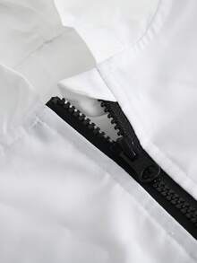 Vacaura Teenager's Casual Zip-Up Hoodie Jacket With Digital Print Letter Pattern & Contrast Color Drawstring Sweatpants Sports Set, Fashionable For Spring, Autumn & Winter - Grey - View 6