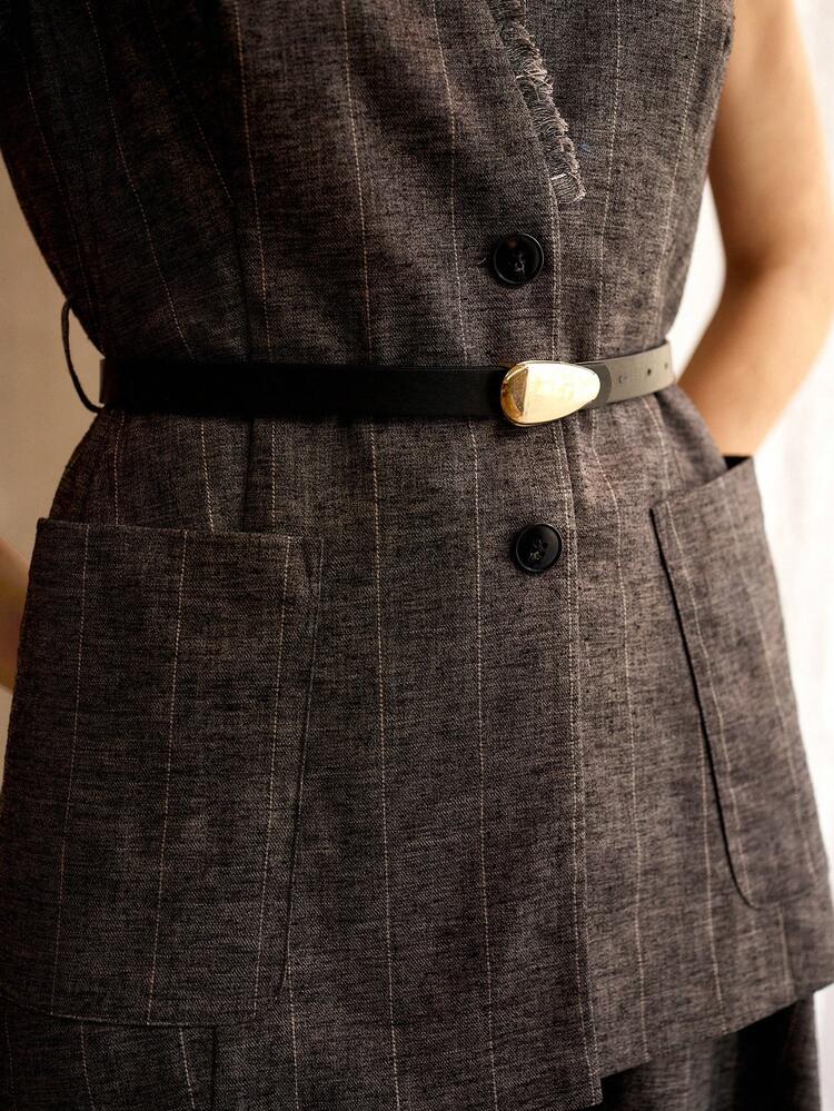 SPRING LINEN WAISTCOAT WITH BELT, VINTAGE STYLE