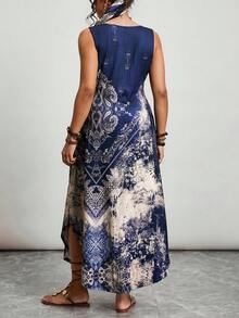 SHEIN LUNE 大码女士休闲无袖连衣裙，佩斯利印花，适合度假 - 彩色 - 查看 2