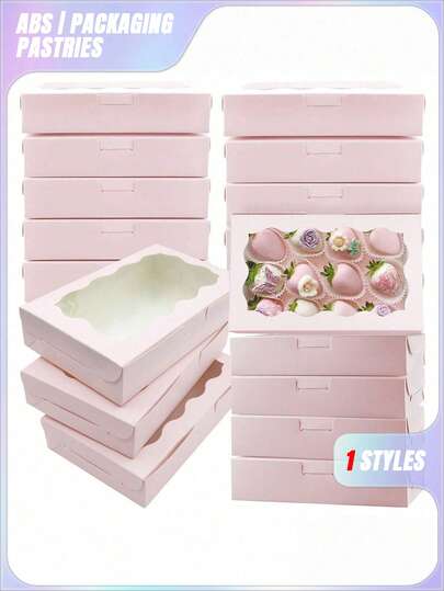 10 Pack Cookie Box Pastry Box With Clear Window 7 X 4.3 X 1.5 Inch Kraft Bakery Premium Gift Box Container For Dessert, Wedding, Party, Birthday (Pink) Valentine's Day, Valentine's Day Wedding, Birthday, Storage Container
