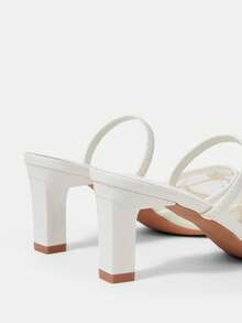 CUCCOO HITCHD Damenschuhe für alle Jahreszeiten, neue Stickerei mit Perlen, spitzer dicker Absatz, Damenhochhackenschuhe aus Mesh, Rist mit Taupeferse, elegant, temperamentvoll, modisch, für Hochzeit, Valentinstag, Tee, eleganter Anlass - Weiß A - Übersicht 4