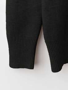 Franclia Women Fitted Raglan Sleeve Crew Neck Sweater With Thermal Lined Knit Pullover Fall Winter Sweater - Black - View 7