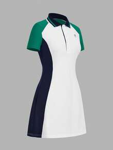 Damen Outdoor Lässig Kurzarm Kleid, minimalistisch für den täglichen Gebrauch - Weiss - Übersicht 4