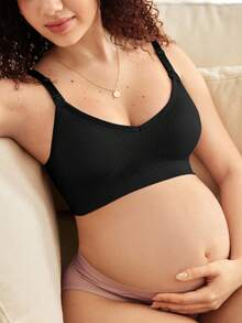 Moonlight&Mama Bộ 2 áo ngực cho bà bầu không đường may, không chảy xệ, chất lượng cao, giá cả phải chăng. - màu đen - Xem 5