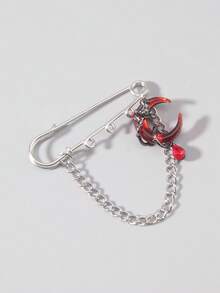 ROMWE 1 Buah Bros Fashion Gaya Gothic Gelap Vintage, Bulan, Mawar, Berkilau Rhinestone, Hiasan Rantai Celana - Merah - View 2