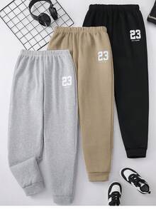 3pcs/Set Casual Graphic Print Sweatpants For Tween BoySuitable For Autumn/Winter Daily, Commuting, School, Sports Wear, Multi-Color & Style Options - Multicolor - View 3