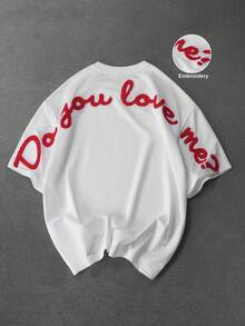 PAVTROS Men's Letter Embroidery Round Neck Casual Versatile Short Sleeve T-Shirt - White - View 1