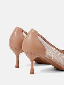 CUCCOO HITCHD Giày cao gót mũi nhọn, gót trung bình dành cho nữ, giày dự tiệc. - Màu Khaki - Xem 4