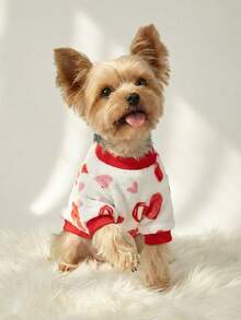 PETSIN 1 Pc Pet Cat & Dog Universal Warm Plaid Heart Print Sweatshirt, - Multicolor - View 4