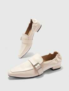 CUCCOO BIZCHIC Women's Buckle Design Casual Fashionable Flat Shoes - Beige - View 10