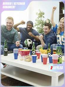 SHEIN 20件足球形状钥匙扣装饰套装情人节、情人节婚礼、生日、婚礼用品、钥匙扣 - 彩色 - 查看 7