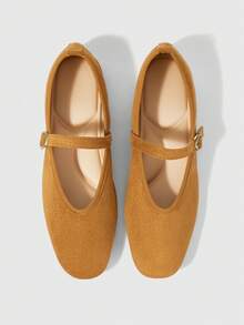 Sleekvia Women's Fashion Round Toe Brown Buckle Strap Flat Shoes, Comfortable For Daily Commute, Party, Shopping, Vacation - Brown - View 2