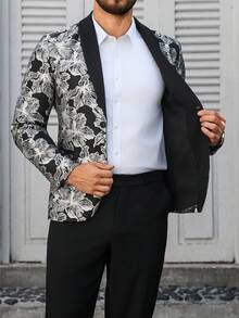 Manfinity Mode 男士魅力派对礼服，提花西装套装。适合音乐节、婚礼、宴会、晚宴、周年纪念日和日常穿着。送给男友或丈夫的理想礼物。男士花卉提花长袖外套和长裤休闲西装套装，男士两件套，适合现代男士、老钱男士、日常休闲、周末旅行、户外活动、探险旅行、轻松的工作环境或半正式场合，是送给男友/丈夫、周年纪念日/生日派对、夏季假期、婚礼、春夏两季的理想礼物，也可作为燕尾服穿着。 - 彩色 - 查看 7
