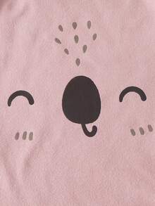 SHEIN 5pcs Baby Boy/Girl High Stretch Overlapping Shoulder Loose Brushed Fleece Soft Cartoon Bear & Dog Animal Print Knitted Romper - Multicolor - View 5