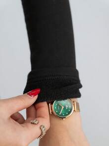 Hitanina 女式秋冬休闲针织羊毛 V 领 T 恤 - 黑色 - 查看 4