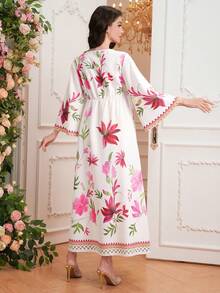 SHEIN 孕妇时尚印花中长袖连衣裙 - 彩色 - 查看 2