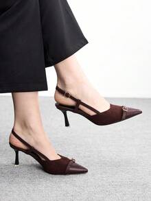 CUCCOO BIZCHIC Women's Buckle Closure Elegant High Heel Office Pumps - Brown - View 5