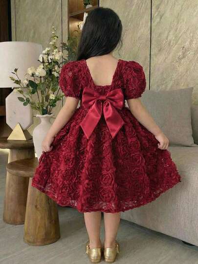 少女编织撞色无袖蝴蝶结装饰休闲连衣裙